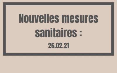 Nouvelles mesures sanitaires