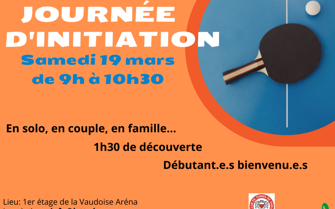 Initiation samedi 19 mars 2022 de 9h à 10h30