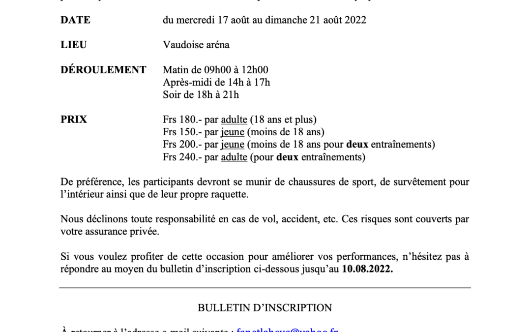 Camp d’été 2022 avec Fanny RISSE et Rista STUKELJA