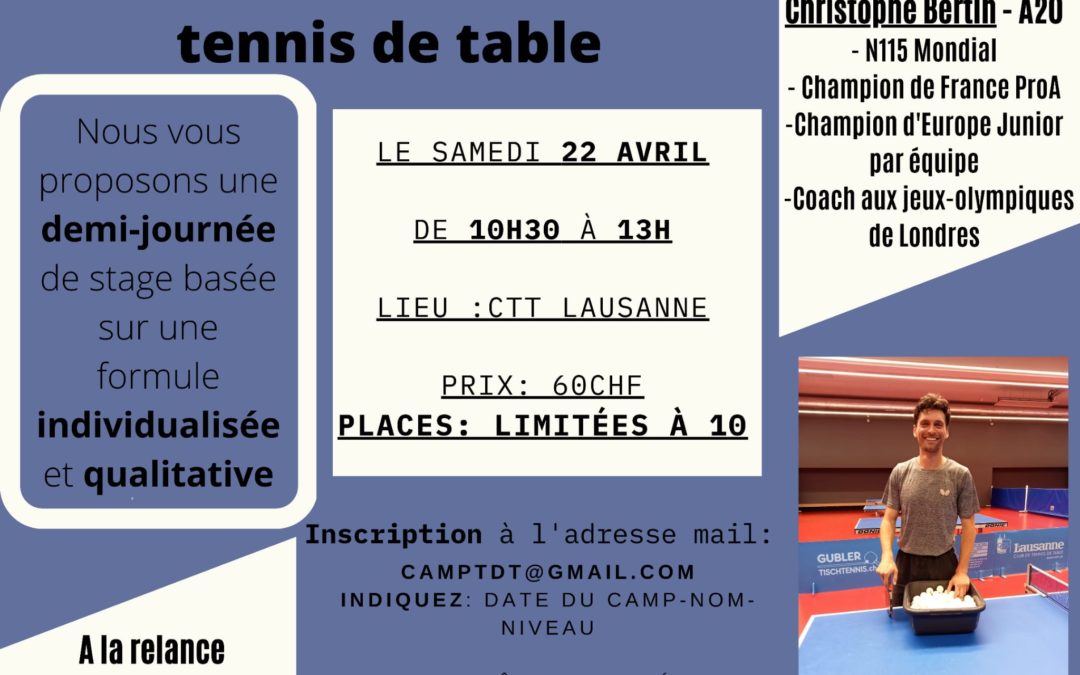 Demi-journée de stage samedi 22 AVRIL 2023